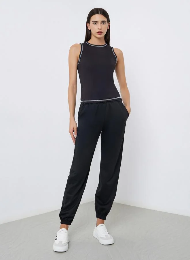 Take Two Solid Drawcord Waistband Straight Joggers